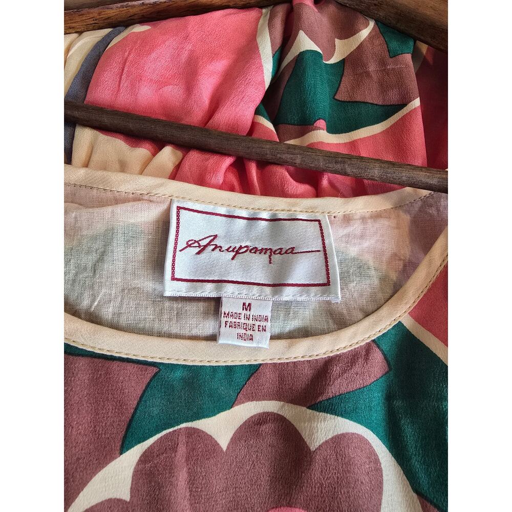 Anthro Anupamaa Silk Maxi Dress Mira Costa Print Boho Size S - Picture 5 of 7